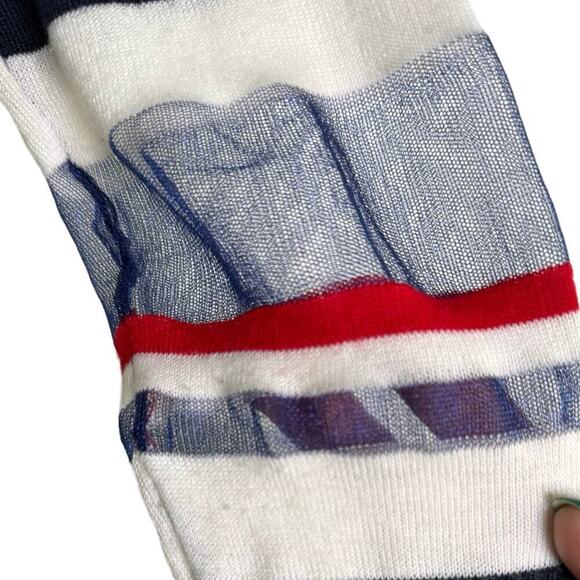 Desigual Womens Navy Long Sleeve Sweater Top Floral Striped Size M Boho Chic - Picture 11 of 13